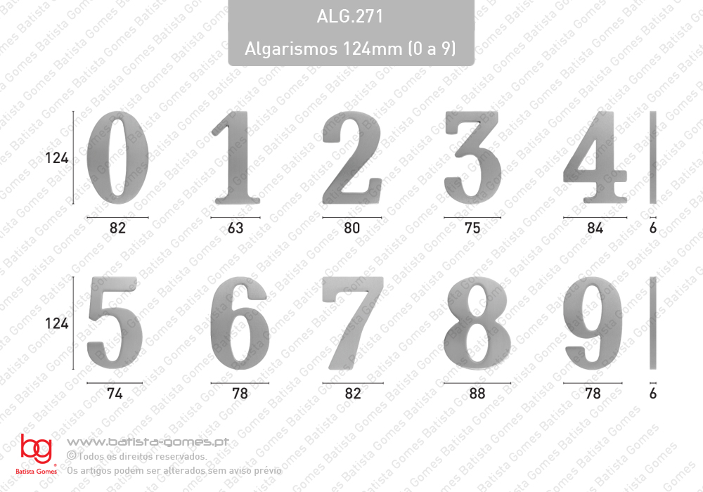 Algarismos 124mm (0 ... 9) - LAT�O